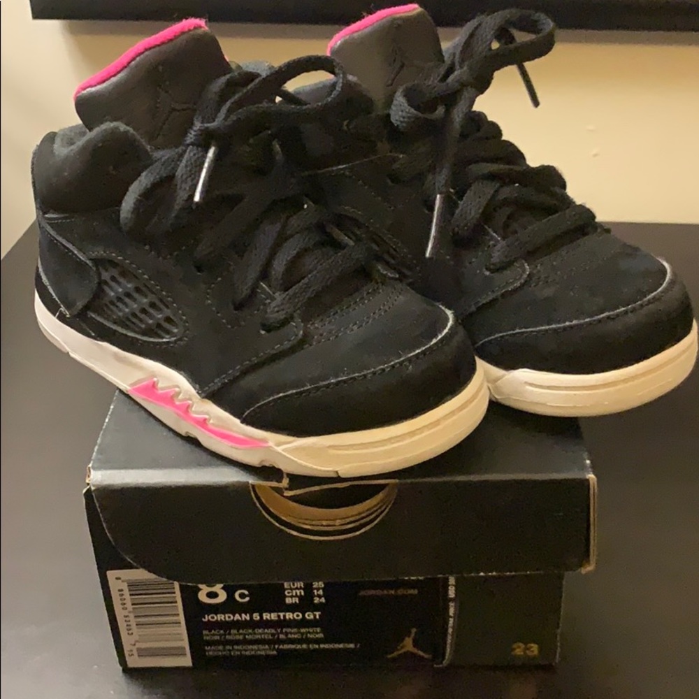Toddler girl Jordan Retro 5 black suede size 8